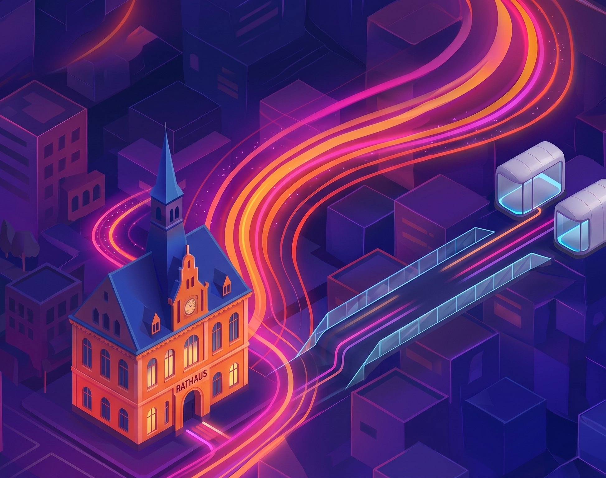 Illustration: Kommune × Startup Zusammenarbeit